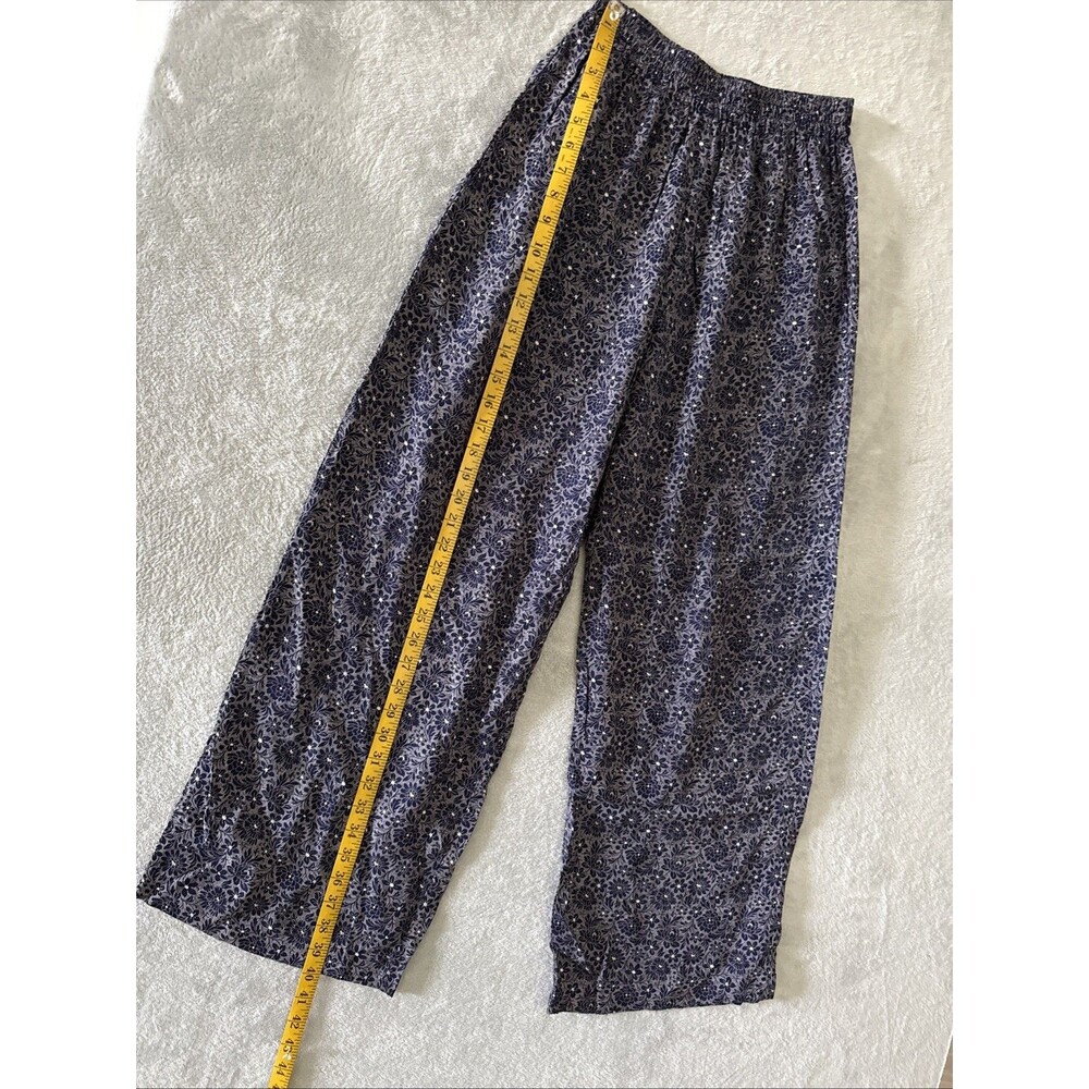 Blue White Floral Ditsy Print Wide Leg Palazzo Pants High Waist Size XS - Picture 13 of 15